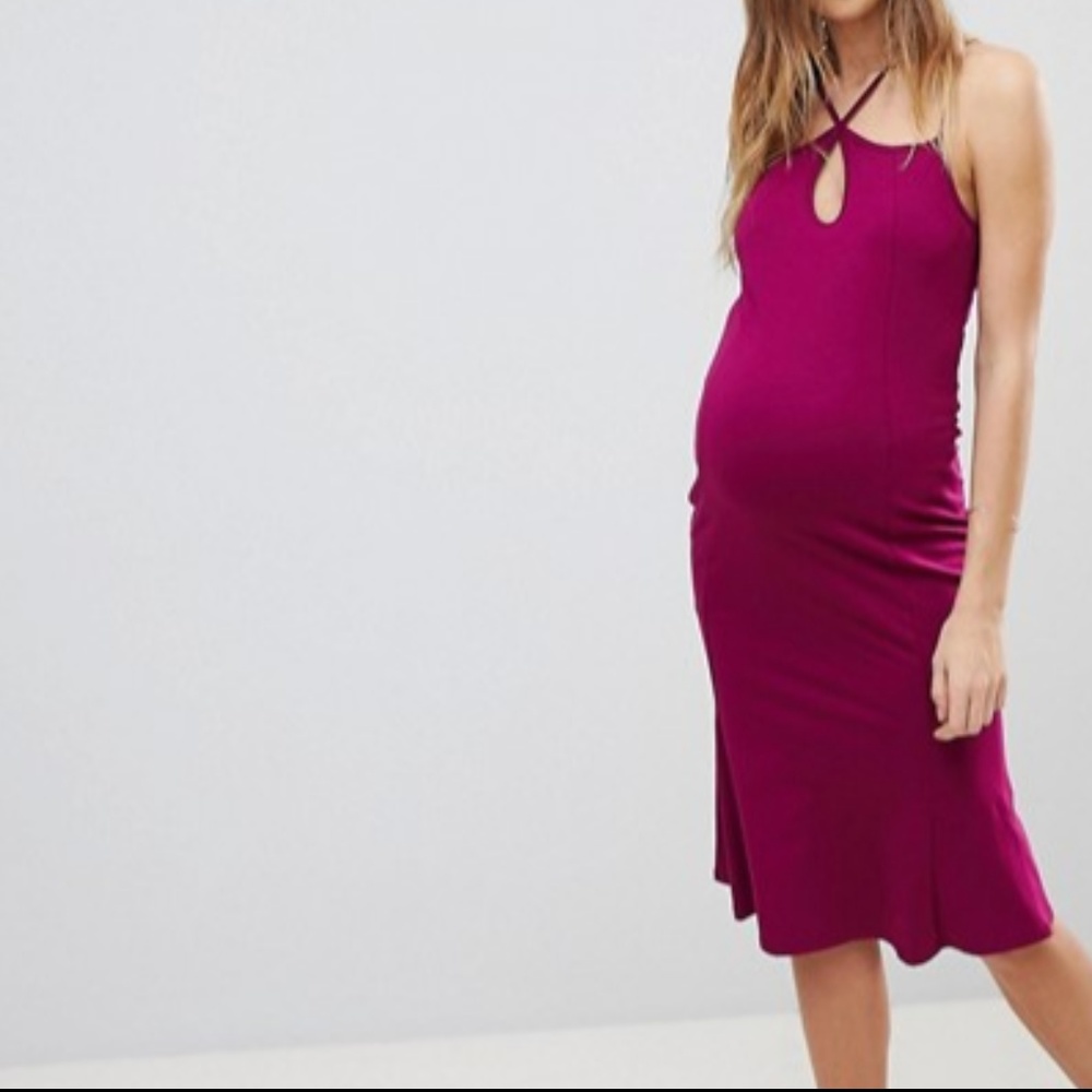 ASOS MATERNITY Bodycon Dress with Pephem & Keyhole